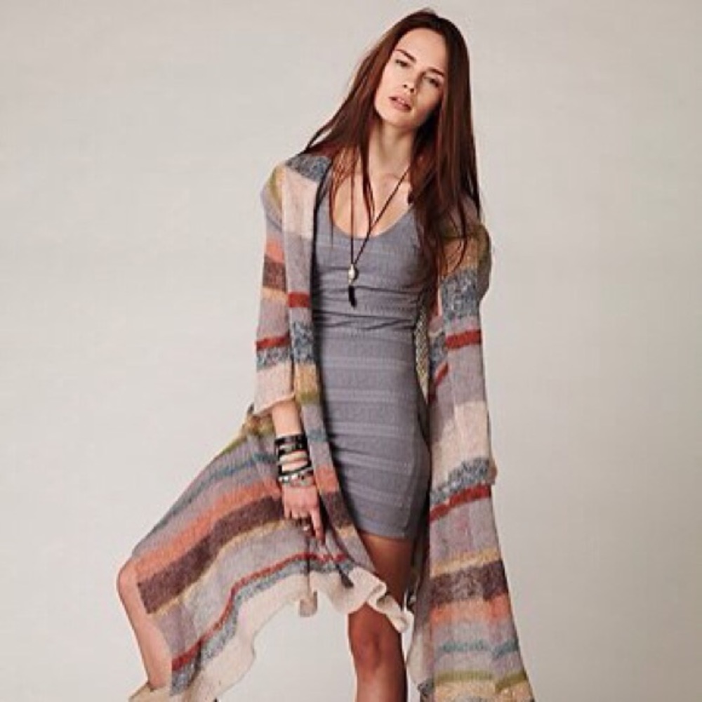 Open knit lightweight striped cardigan